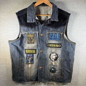 Rich Cotton Denim Nirvana Custom Corduroy Vest Patchwork Size 2XL XXL Distressed
